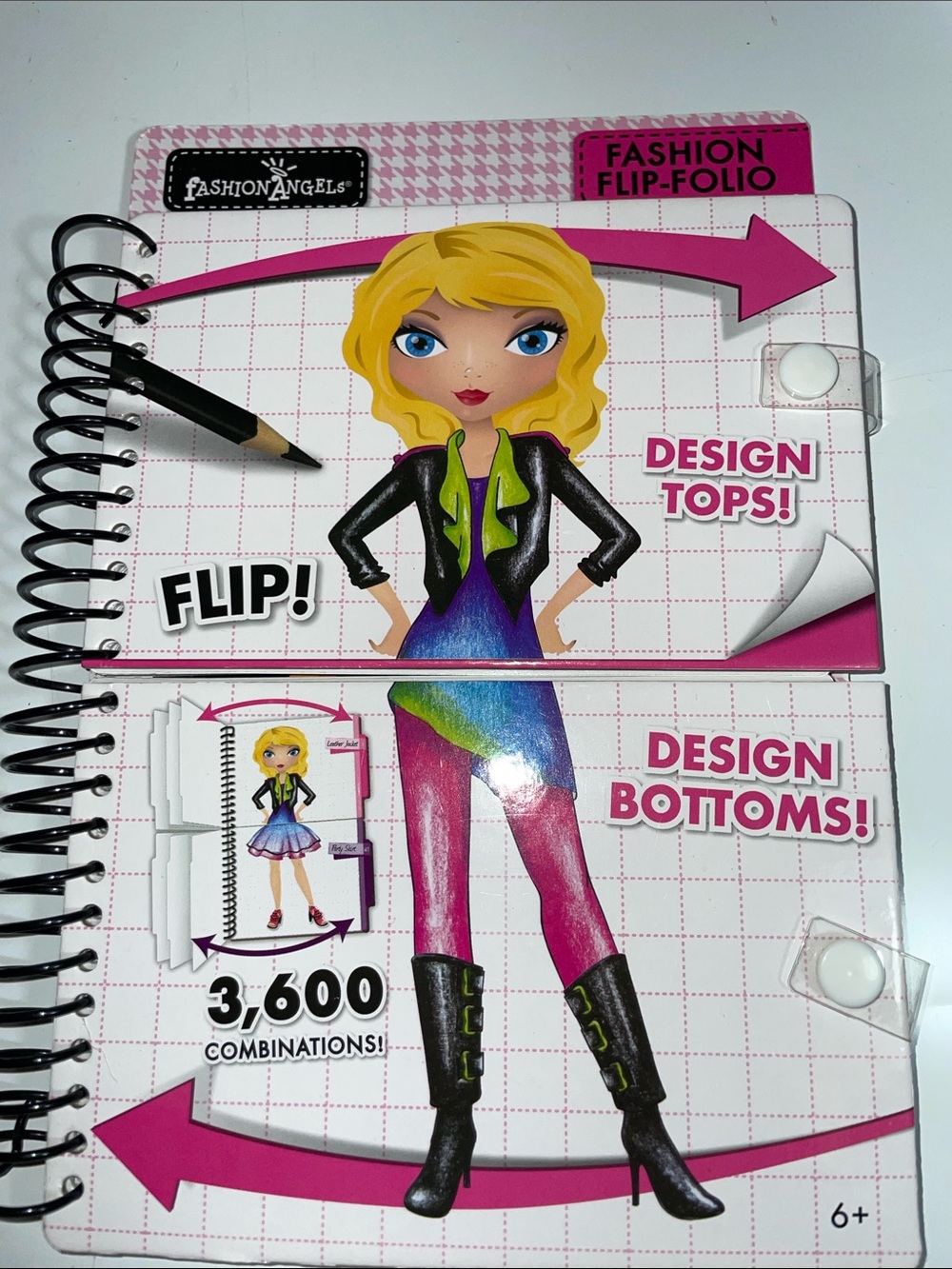 Fashion Angels Flip-Folio Pink Fashion Design Notebook for Kids